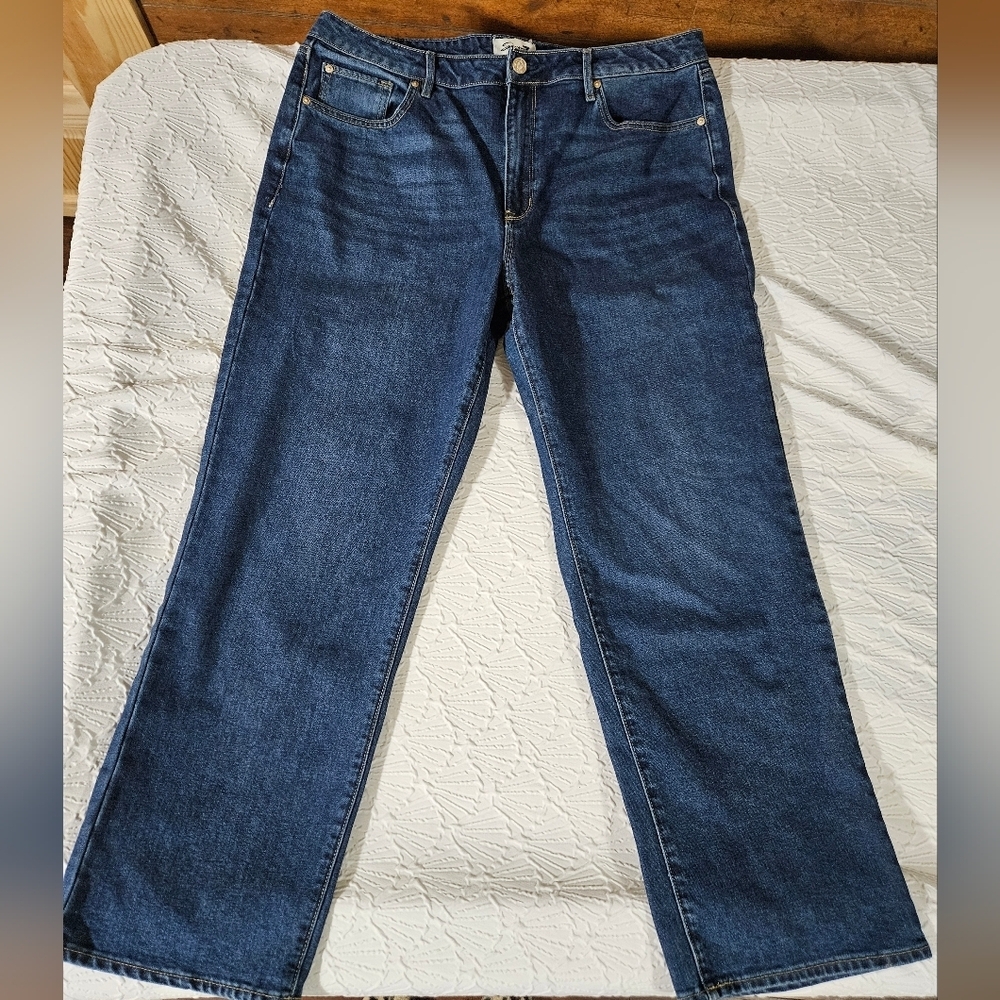 Seven 7 Womens Loose Straight Blue Jeans Size 16
